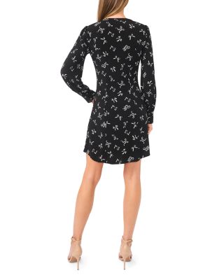 V-Neck Button Front Shirred Dress