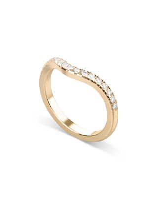 Certified Lab Grown Diamond Gaudi Batllo Curved Pave Band in 14K Yellow Gold, 0.36 tcw