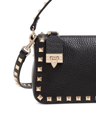 Rockstud Small Black Grainy Leather Crossbody Bag