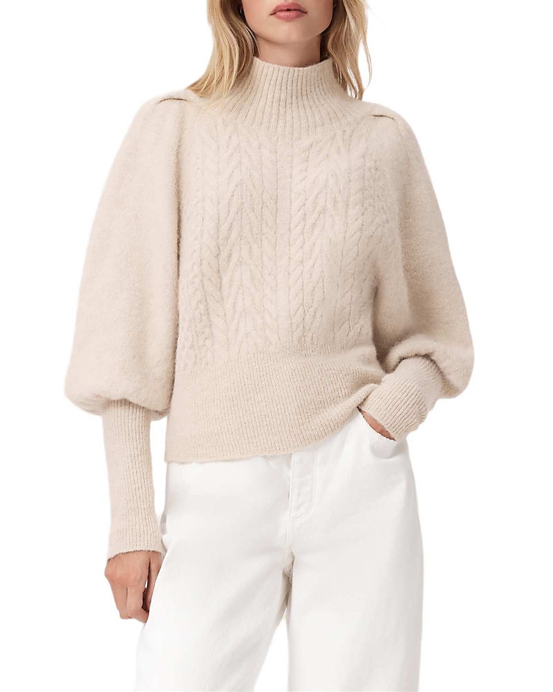 Allsaints Sajel Funnel Neck Sweater In White