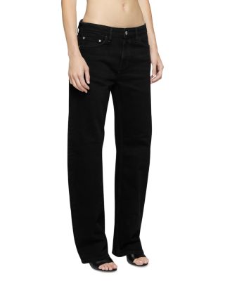 Alida High Rise Loose Bowed Jeans in Noir