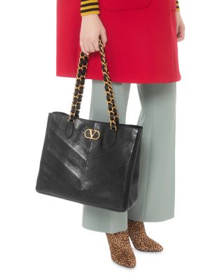 Laseine VLogo Leather Tote Bag