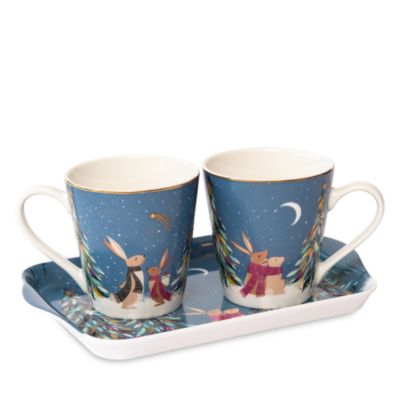 Sara Miller Woodland Tales Mug & Tray Set, French Blue