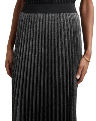 Taylor Metallic Pleated Midi Skirt