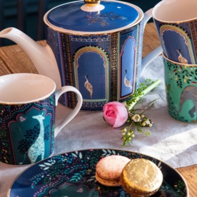 Sara Miller India Mug & Tray Set, Elephant's Oasis