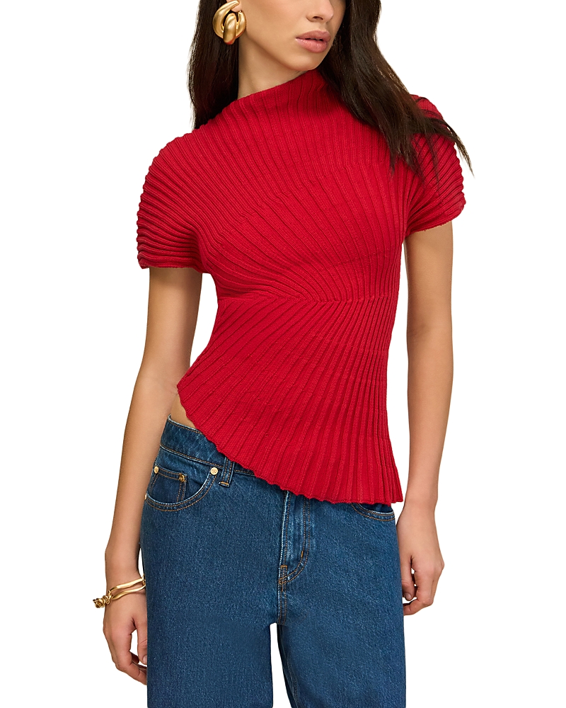 Cult Gaia Annemie Knit Top In Red