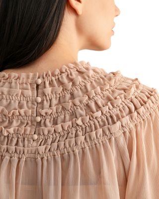 Smocked Sheer Blouse