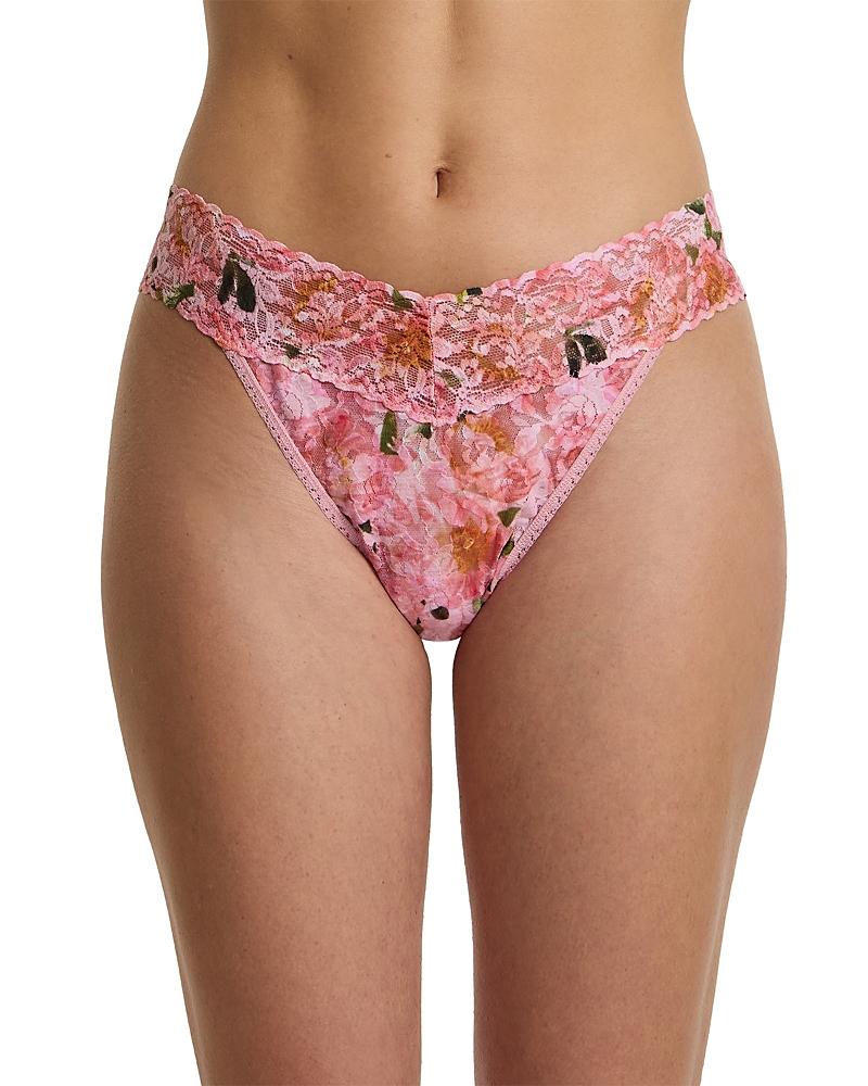 Hanky Panky Printed Signature Lace Original Rise Thong In Pink