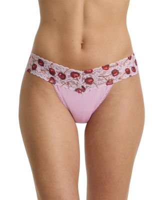 SUPIMA&reg; Cotton Low Rise Thong with Lace Trim