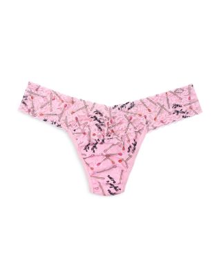 Printed Signature Lace Low Rise Thong
