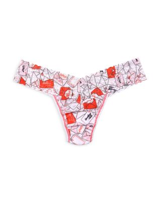 Printed Signature Lace Low Rise Thong