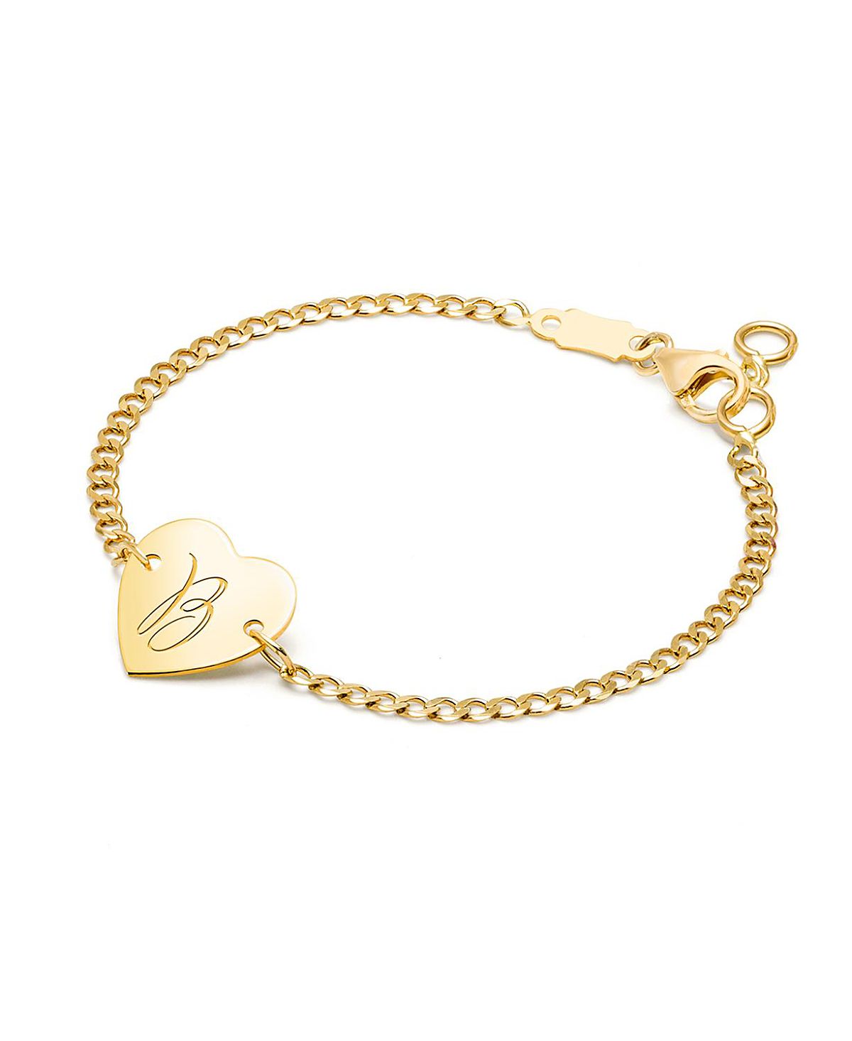 Tiny Blessings Children's 14K Gold Heart of Gold Id & Engraved Initial Girls' 6" Bracelet