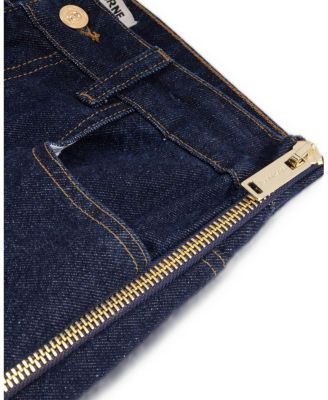  Zip Accent Straight-Leg Denim Pants in Dark Wash