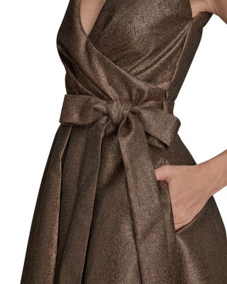 Wrap Effect Bow Waist Midi Gown