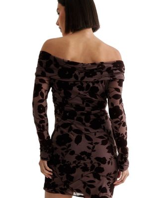 Floral Devore Ruched Mini Dress