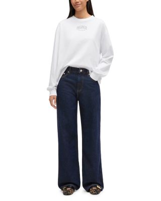 Essentials High Rise Straight Wide Jeans in Rinse