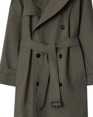 Long Stretch Wool Trench Coat