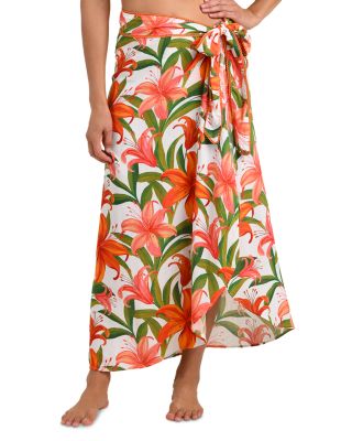 Jungle Blossoms Tie Wrap Skirt Swim Cover-Up