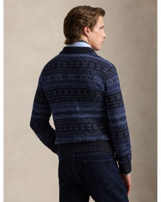 Fair Isle Wool Blend Polo Collar Sweater