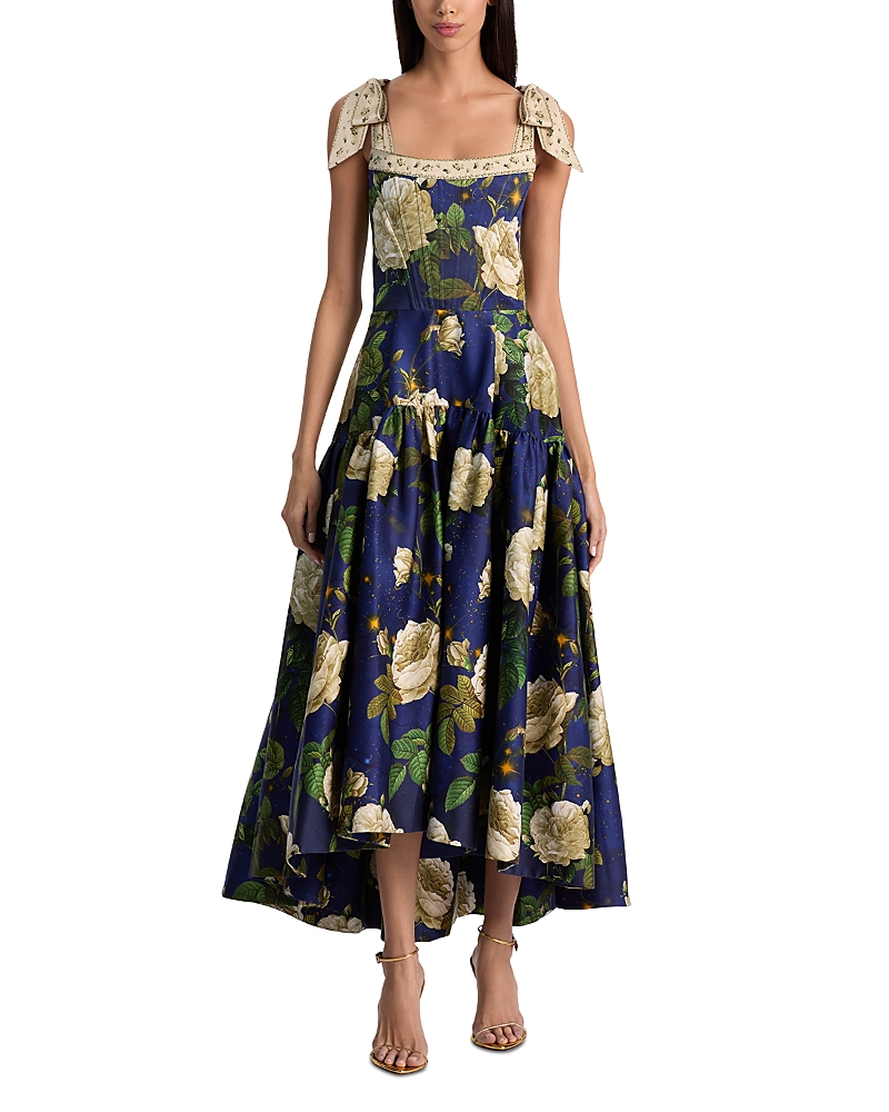 Alice And Olivia Rosalee Tie-strap Maxi Dress In Blue
