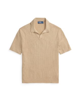 Textured Stretch Linen Blend Polo