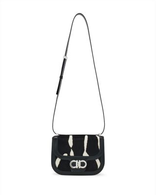 Double Gancini Calf Hair Crossbody