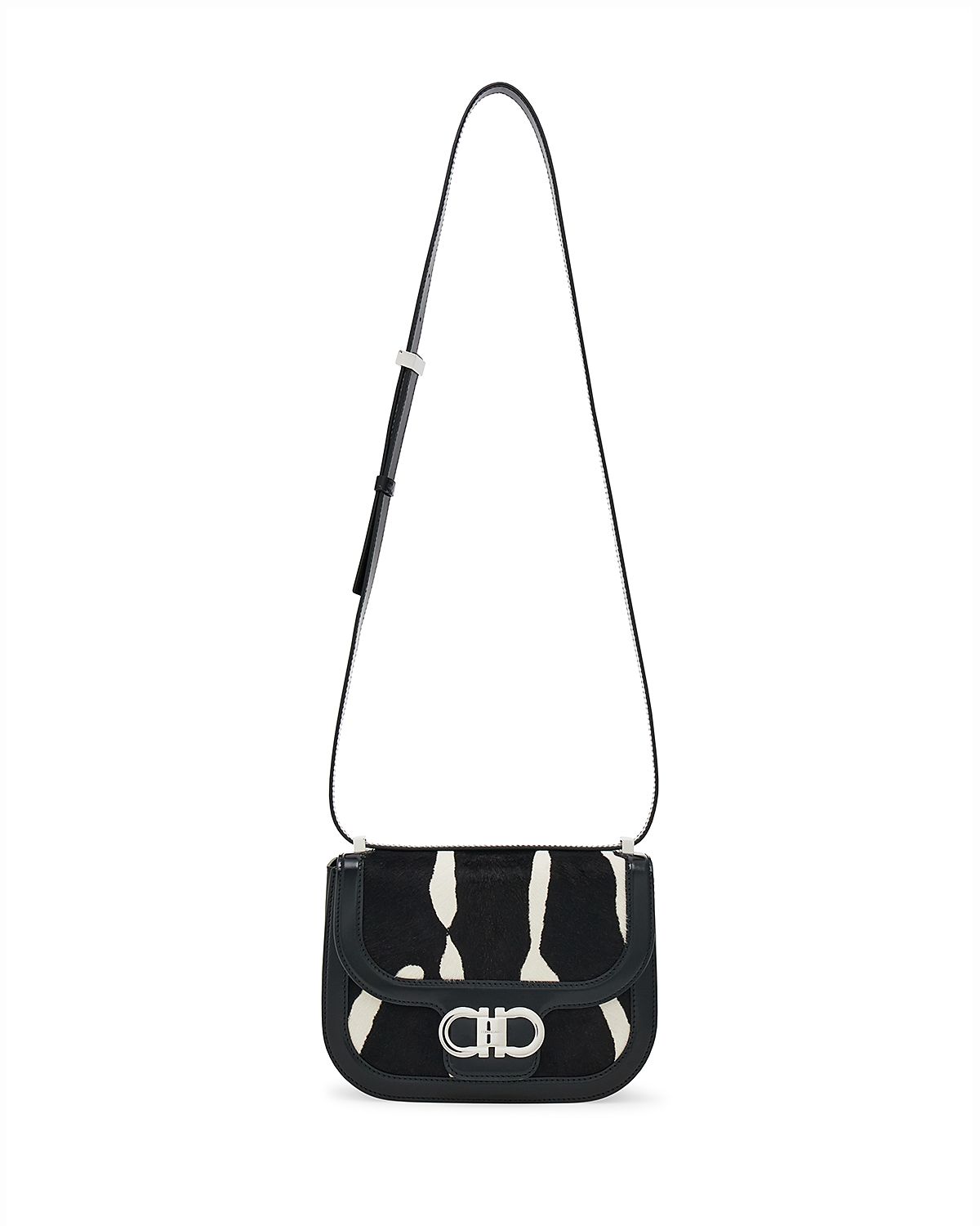 Ferragamo Double Gancini Calf Hair Crossbody