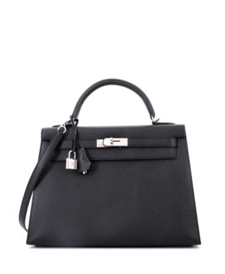Kelly 32 Handbag Black Epsom with Palladium Hardware