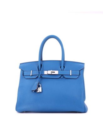 Birkin 30 Handbag Blue Clemence with Palladium Hardware