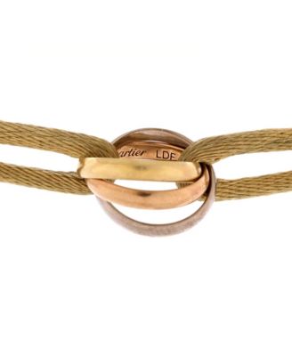  Trinity On Cord Bracelet Silk Cord with 18K Tricolor Gold