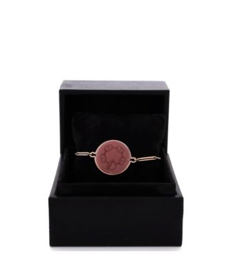 Large Ex-Libris Bracelet 18K Rose Gold with Pink Chalcedony