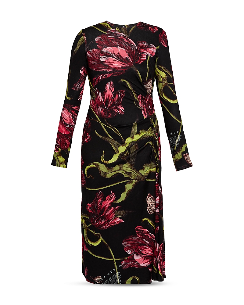 Erdem Long Sleeve Draped Midi Dress