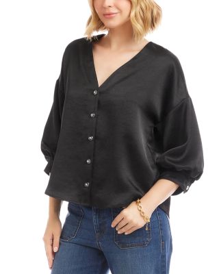 Lantern Sleeve Satin Shirt