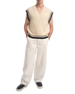 V-Neck Stripe Sleeveless Sweater