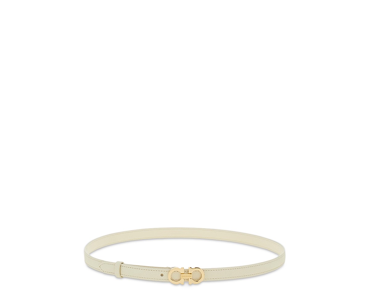 Ferragamo Gancini Fixed Leather Belt in Mascarpone