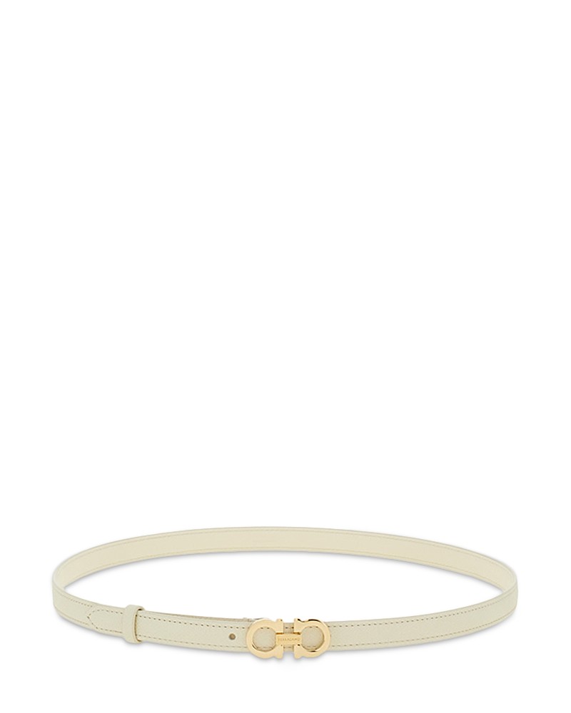 Ferragamo Gancini Fixed Leather Belt in Mascarpone