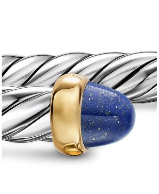 Cable Flex&reg; Bracelet in Sterling Silver with 14K Yellow Gold and Lapis, 6mm