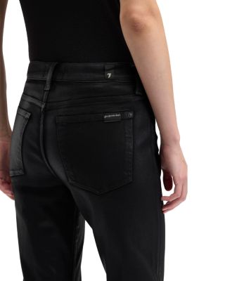 Dojo Tailorless Mid Rise Flare Jeans in Coated Black