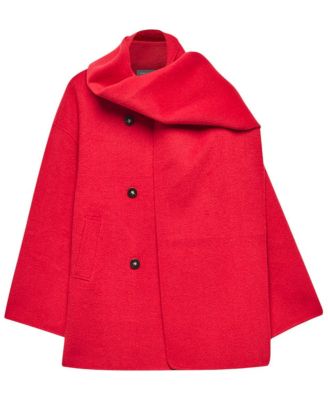 Women's Wool Blend Hand Finished Scarf Coat