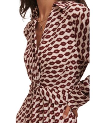 Women's Lip Print Shirt Dress