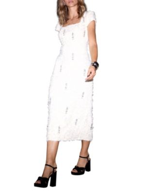 Women's Embellished Jacquard Midi Dress