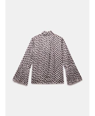 Women's Lip Print Bow Blouse