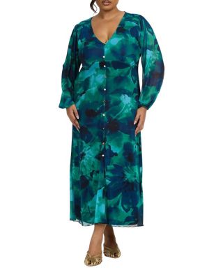 Button Up Plisse Midi Dress