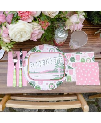 Camp Bachelorette Postcard Paper Dinner Plates, Set of 8