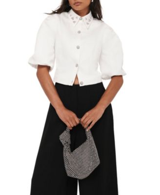 Women's Embellished Collar Cropped Shirt