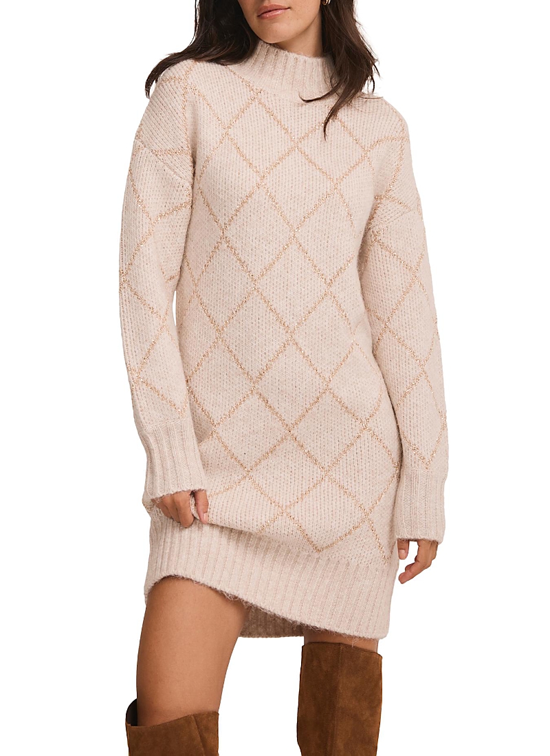 Mint Velvet Women's Sequin Knit Mini Dress In Neutral