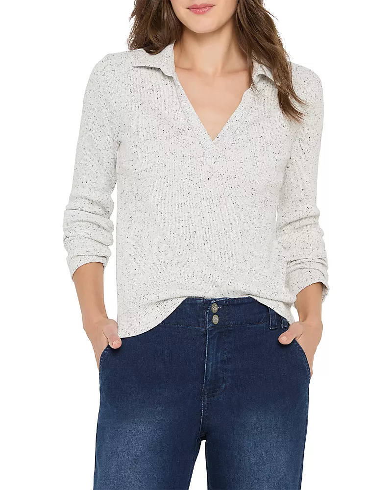 Nzt By Nic+Zoe Rib Long Sleeve Polo Top