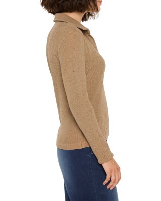 Rib Long Sleeve Polo Top