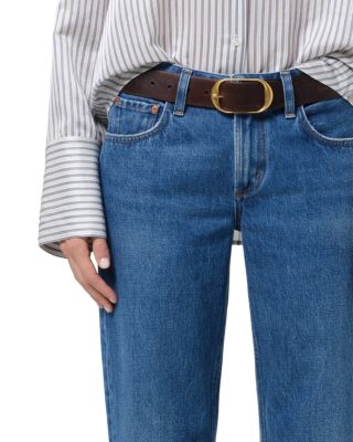 Faye Mid Rise Vintage Straight Leg Jeans in Azure Blue