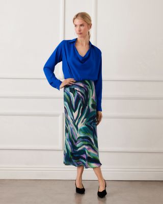 Long Sleeved Collared Cowl Neck Top	